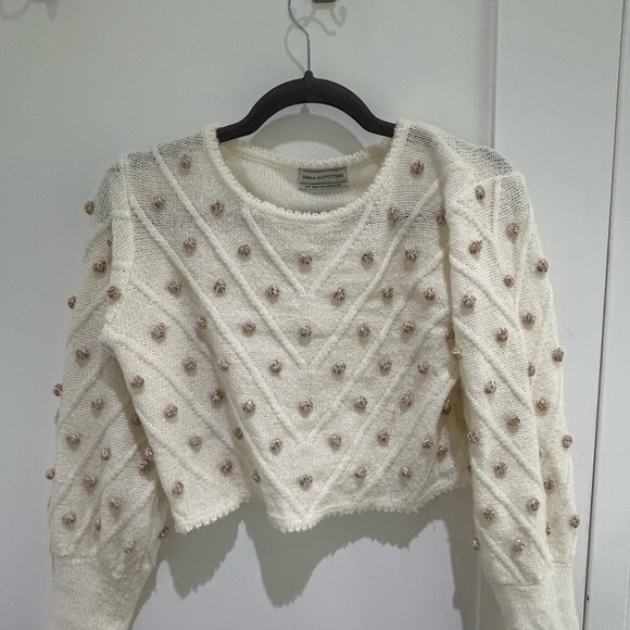 Urban Outfitters | Cream Pom Pom Sweater, Cropped - Picture 4 of 6